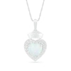 Thumbnail Image 1 of 7.0mm Lab-Created Opal and White Sapphire Frame Heart with Nurse Cap Drop Pendant in Sterling Silver