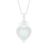 Thumbnail Image 0 of 7.0mm Lab-Created Opal and White Sapphire Frame Heart with Nurse Cap Drop Pendant in Sterling Silver