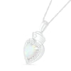 Thumbnail Image 2 of 7.0mm Lab-Created Opal and White Sapphire Frame Heart with Nurse Cap Drop Pendant in Sterling Silver