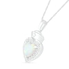 Thumbnail Image 1 of 7.0mm Lab-Created Opal and White Sapphire Frame Heart with Nurse Cap Drop Pendant in Sterling Silver