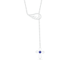 Thumbnail Image 0 of 3.0mm Lab-Created Blue and White Sapphire Wing and Loop Cross Lariat Necklace in Sterling Silver - 19.75"