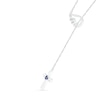Thumbnail Image 1 of 3.0mm Lab-Created Blue and White Sapphire Wing and Loop Cross Lariat Necklace in Sterling Silver - 19.75"