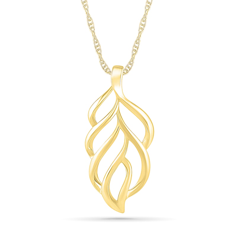 Main Image 1 of Leaf Outline Pendant in 10K Gold