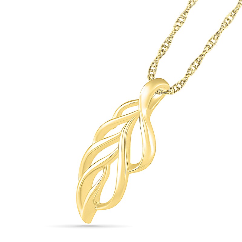 Main Image 2 of Leaf Outline Pendant in 10K Gold