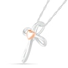 Thumbnail Image 1 of Loop Cross with Heart Accent Pendant in 10K Two-Tone Gold