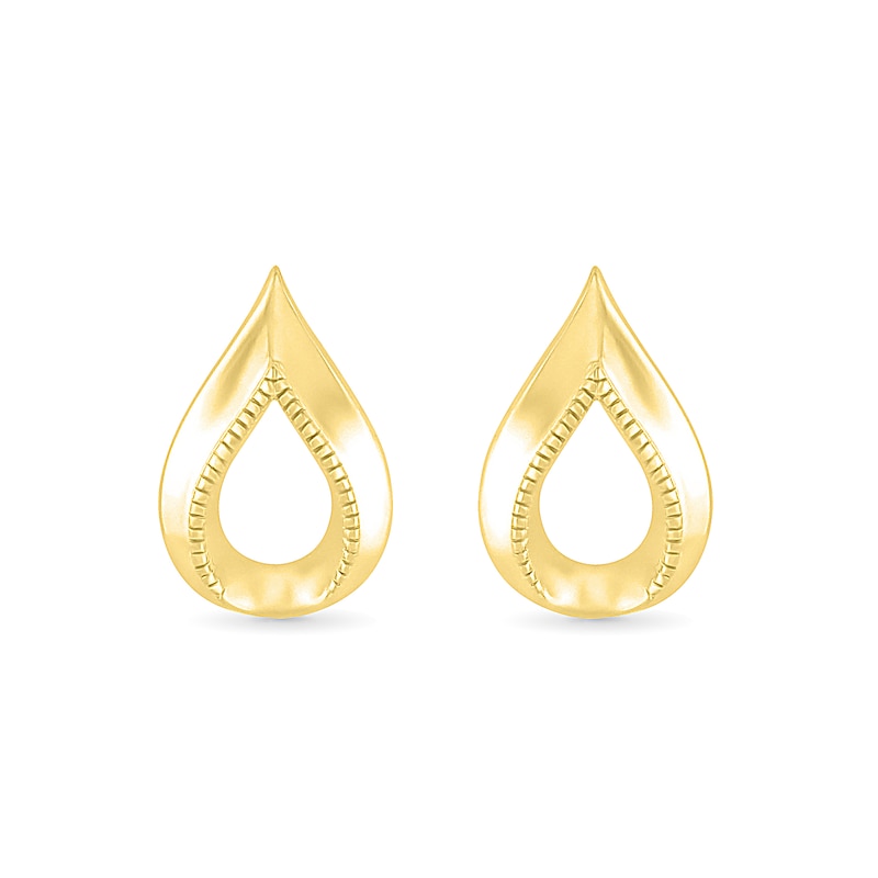 Textured Open Teardrop Earrings in 10K Gold|Peoples Jewellers