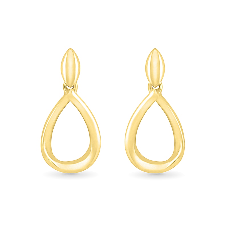 Rice Bead Open Teardrop Earrings in 10K Gold