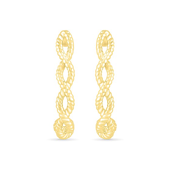 Rope-Textured Loose Braid J-Hoop Earrings in 10K Gold