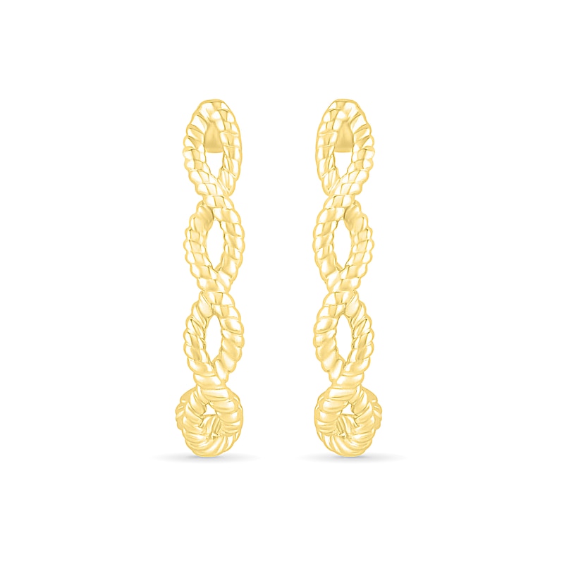 Rope-Textured Loose Braid J-Hoop Earrings in 10K Gold|Peoples Jewellers