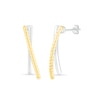 Thumbnail Image 1 of Polished and Rope-Textured Curved Bar Crossover J-Hoop Earrings in 10K Two-Tone Gold