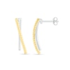 Thumbnail Image 2 of Polished and Rope-Textured Curved Bar Crossover J-Hoop Earrings in 10K Two-Tone Gold