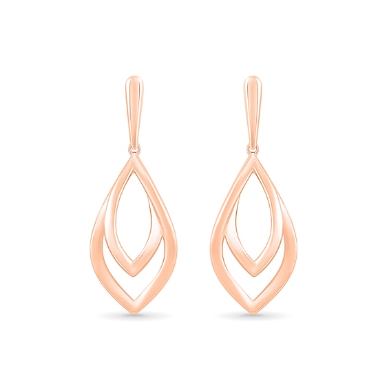 Double Loop Flower Petal Drop Earrings in 10K Rose Gold