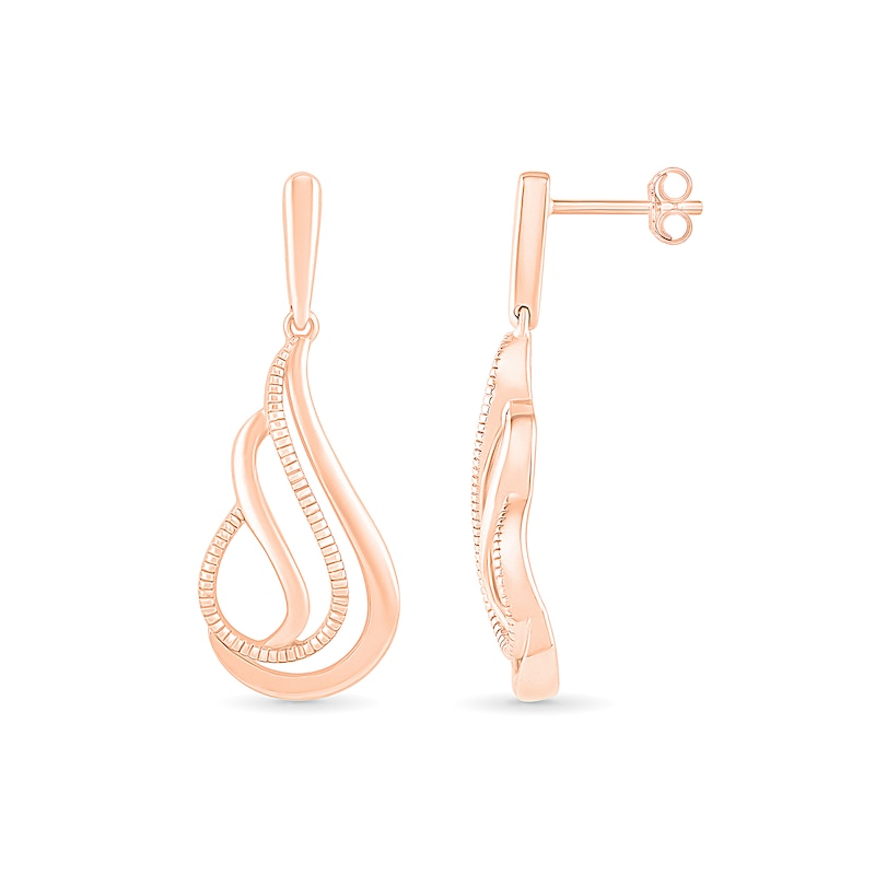 Textured Open Flame Drop Earrings in 10K Rose Gold