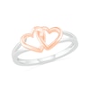 Thumbnail Image 0 of Interlocking Double Hearts Split Shank Ring in 10K Two-Tone Gold
