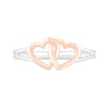 Thumbnail Image 2 of Interlocking Double Hearts Split Shank Ring in 10K Two-Tone Gold