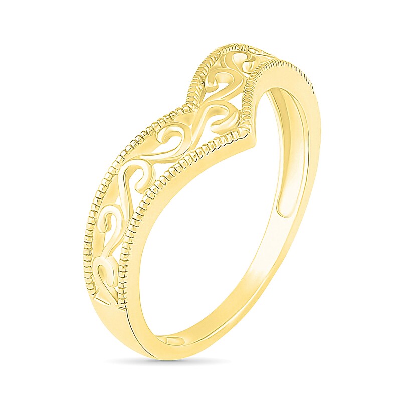 Main Image 2 of Filigree Vintage-Style Chevron Ring in 10K Gold