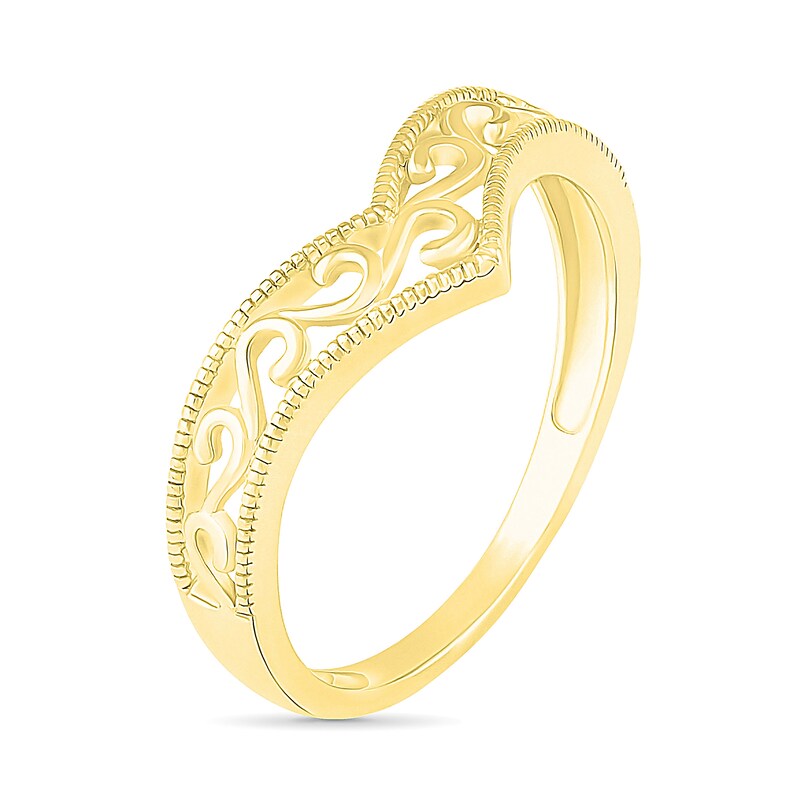 Filigree Vintage-Style Chevron Ring in 10K Gold