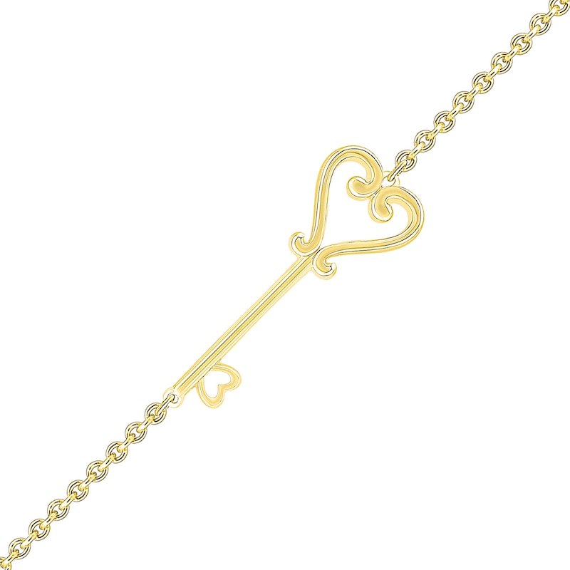 Sideways Heart-Top Key Bracelet in 10K Gold - 7.5"|Peoples Jewellers