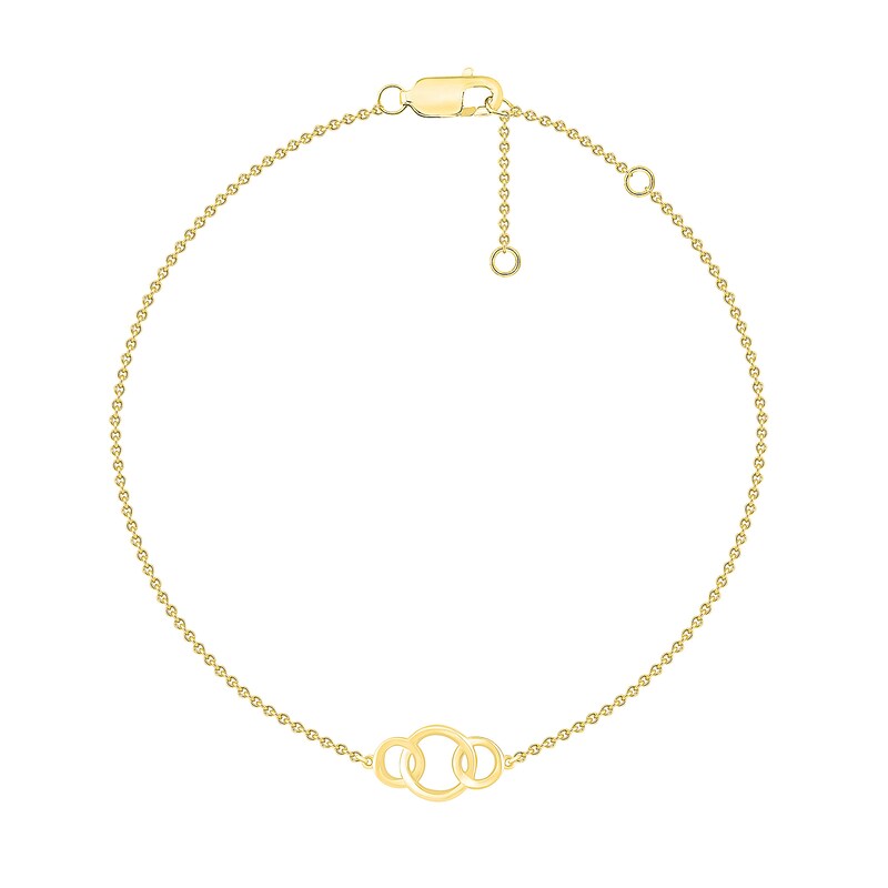 Main Image 2 of Graduating Interlocking Circles Trio Bracelet in 10K Gold - 7.5"