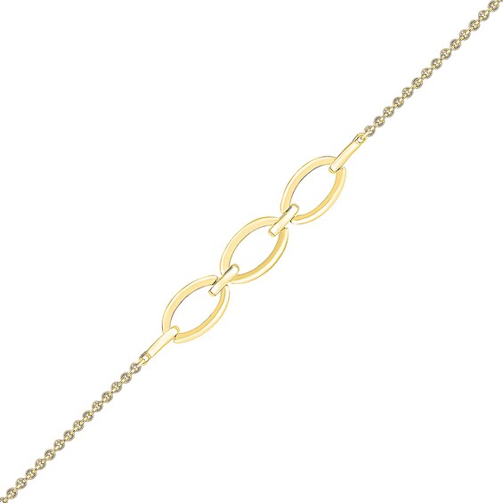 Oval Link Trio Bracelet in 10K Gold - 7.5"