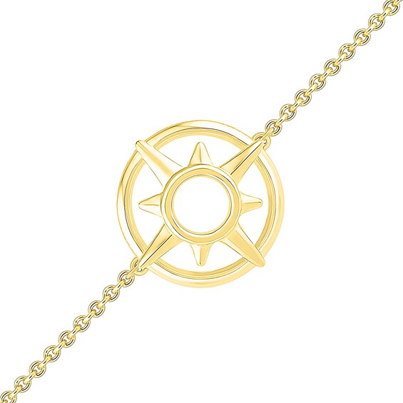 Double Circle Eight-Point Star Bracelet in 10K Gold - 7.5"