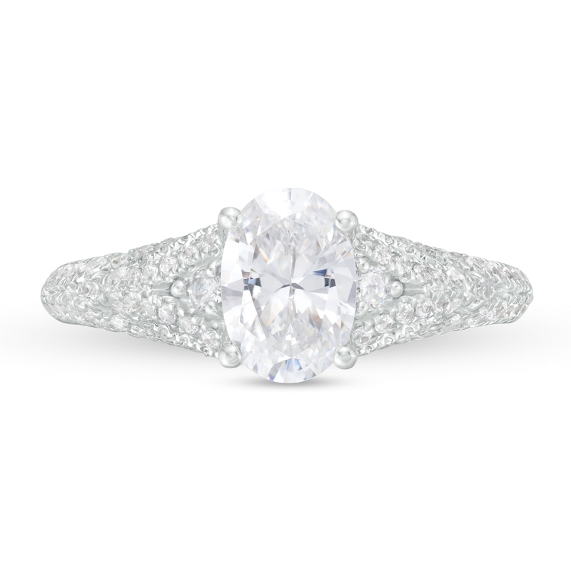 Vera Wang Love Collection 1.45 CT. T.W. Certified Oval Diamond Engagement Ring in 14K White Gold (I/SI2)