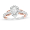 Thumbnail Image 0 of 1.00 CT. T.W. Pear-Shaped Diamond Frame Vintage-Style Engagement Ring in 14K Two-Tone Gold