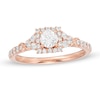 Thumbnail Image 0 of 0.82 CT. T.W. Diamond Square Frame Tri-Sides Engagement Ring in 14K Rose Gold