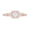 Thumbnail Image 3 of 0.82 CT. T.W. Diamond Square Frame Tri-Sides Engagement Ring in 14K Rose Gold