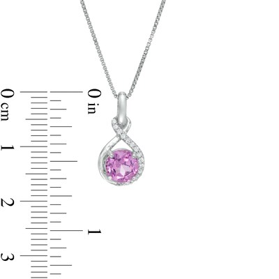 Lab-Created Pink and White Sapphire Infinity Drop Pendant and Drop Earrings Set in Sterling Silver