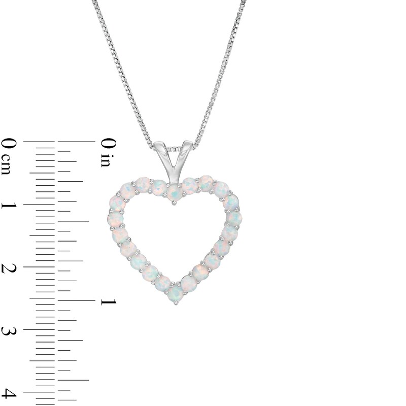 Lab-Created Opal Heart Outline Pendant in Sterling Silver