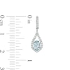 Thumbnail Image 2 of Oval Aquamarine and Lab-Created White Sapphire Teardrop Earrings in Sterling Silver