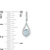 Thumbnail Image 2 of Oval Aquamarine and Lab-Created White Sapphire Teardrop Earrings in Sterling Silver