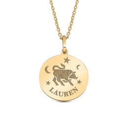 Engravable Chinese Zodiac Year of the Ox Disc Pendant (1 Line)