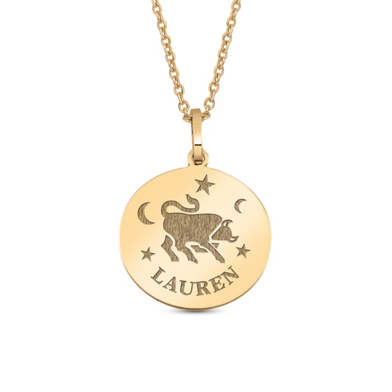 Engravable Chinese Zodiac Year of the Ox Disc Pendant (1 Line)