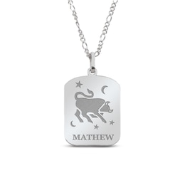 Men's Engravable Chinese Zodiac Year of the Ox Dog Tag Pendant (1 Line)