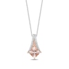 Thumbnail Image 0 of Enchanted Disney Aurora 6.0mm Princess-Cut Morganite and 0.09 CT. T.W. Diamond Pendant in Sterling Silver and 10K Rose Gold - 19"