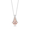 Enchanted Disney Aurora 6.0mm Princess-Cut Morganite and 0.09 CT. T.W. Diamond Pendant in Sterling Silver and 10K Rose Gold - 19"