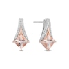 Thumbnail Image 0 of Enchanted Disney Aurora Princess-Cut Morganite and 0.09 CT. T.W. Diamond Earrings in Sterling Silver and 10K Rose Gold