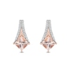 Thumbnail Image 1 of Enchanted Disney Aurora Princess-Cut Morganite and 0.09 CT. T.W. Diamond Earrings in Sterling Silver and 10K Rose Gold