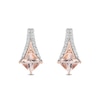 Thumbnail Image 2 of Enchanted Disney Aurora Princess-Cut Morganite and 0.09 CT. T.W. Diamond Earrings in Sterling Silver and 10K Rose Gold
