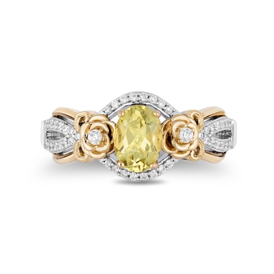 Collector's Edition Enchanted Disney Beauty and the Beast 30th Anniversary Quartz and Diamond Ring in Sterling Silver
