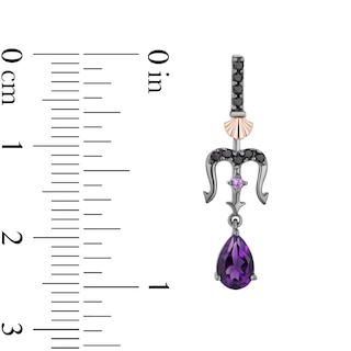Enchanted Disney Villains Ursula Amethyst and 0.145 CT. T.W. Black Diamond Drop Earrings in Sterling Silver
