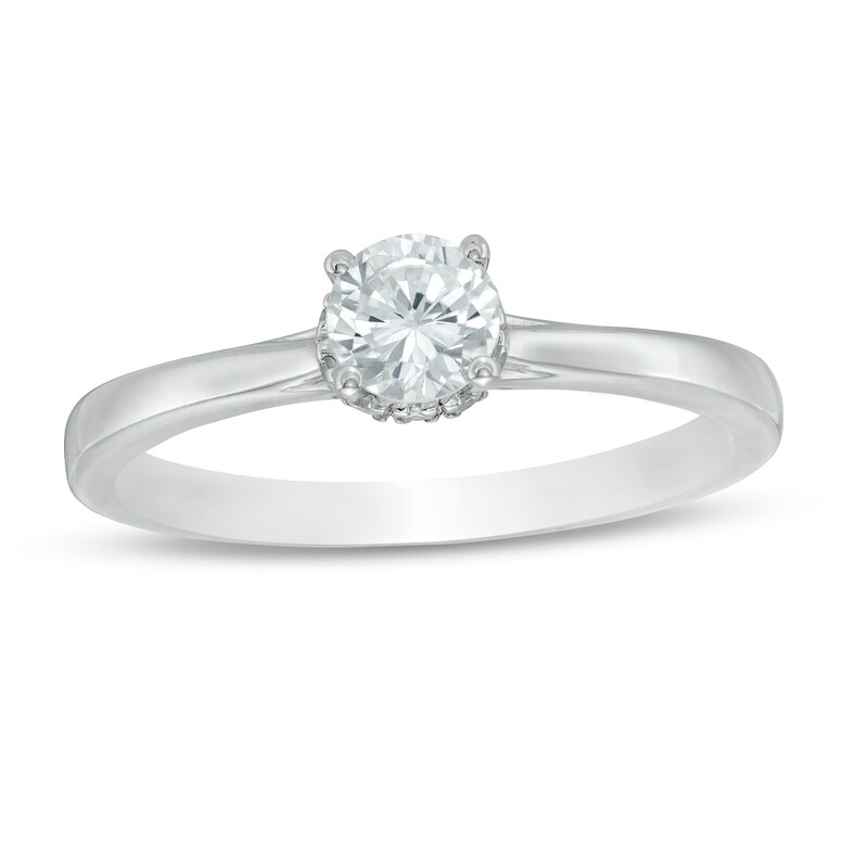 Main Image 1 of 0.45 CT. T.W. Diamond Solitaire Split Shank Engagement Ring in 10K White Gold