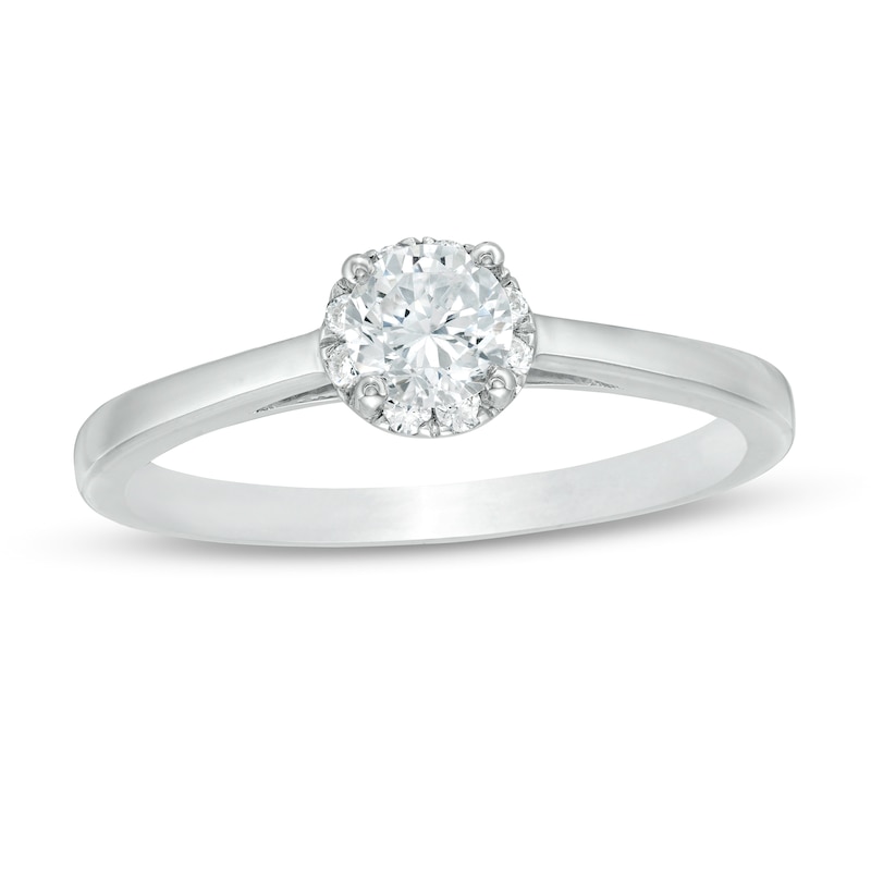 Main Image 1 of 0.37 CT. T.W. Diamond Frame Engagement Ring in 10K White Gold