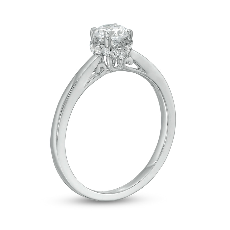 Main Image 3 of 0.45 CT. T.W. Diamond Solitaire Framed Setting Frame Engagement Ring in 10K White Gold