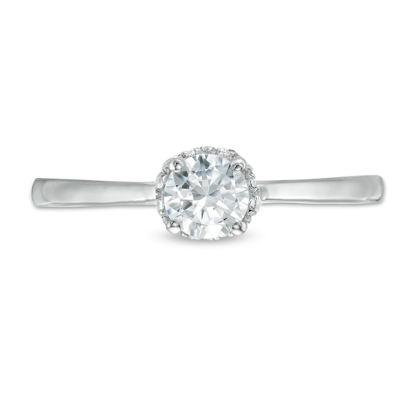 Main Image 4 of 0.45 CT. T.W. Diamond Solitaire Framed Setting Frame Engagement Ring in 10K White Gold