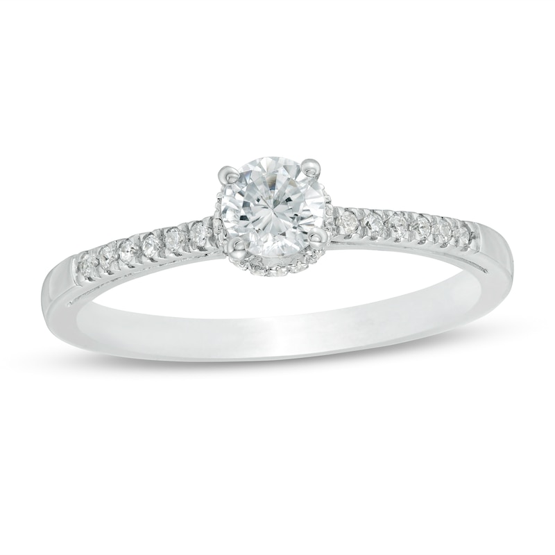 Main Image 1 of 0.37 CT. T.W. Diamond Framed Setting Engagement Ring in 10K White Gold