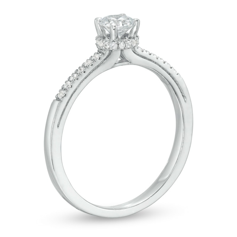 0.37 CT. T.W. Diamond Framed Setting Engagement Ring in 10K White Gold