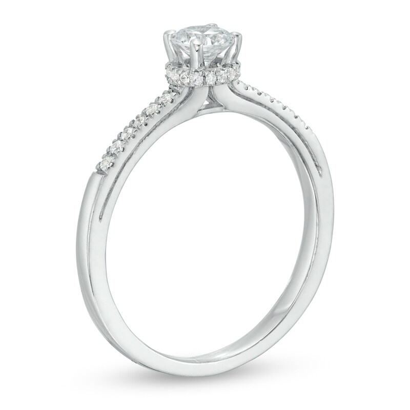 Main Image 3 of 0.37 CT. T.W. Diamond Framed Setting Engagement Ring in 10K White Gold